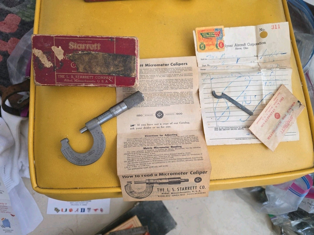 VINTAGE L.S. STARRETT CO MICROMETER NO. 203-C MECHANIST TOOL 0-1" USA