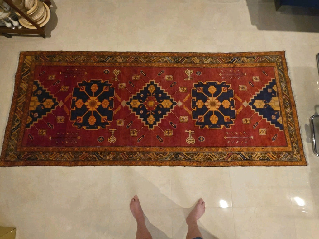 Antique N.W. Azerbaijan Runner Caucas - 4' 3" x 10'3" Bird Motif