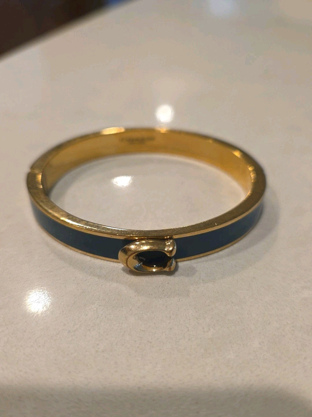 Coach Push Signature Hinged Bangle-Indigo Blue