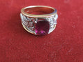Rubellite Tourmaline 14k Yellow Gold Estate Ring with Diamonds In White Gold