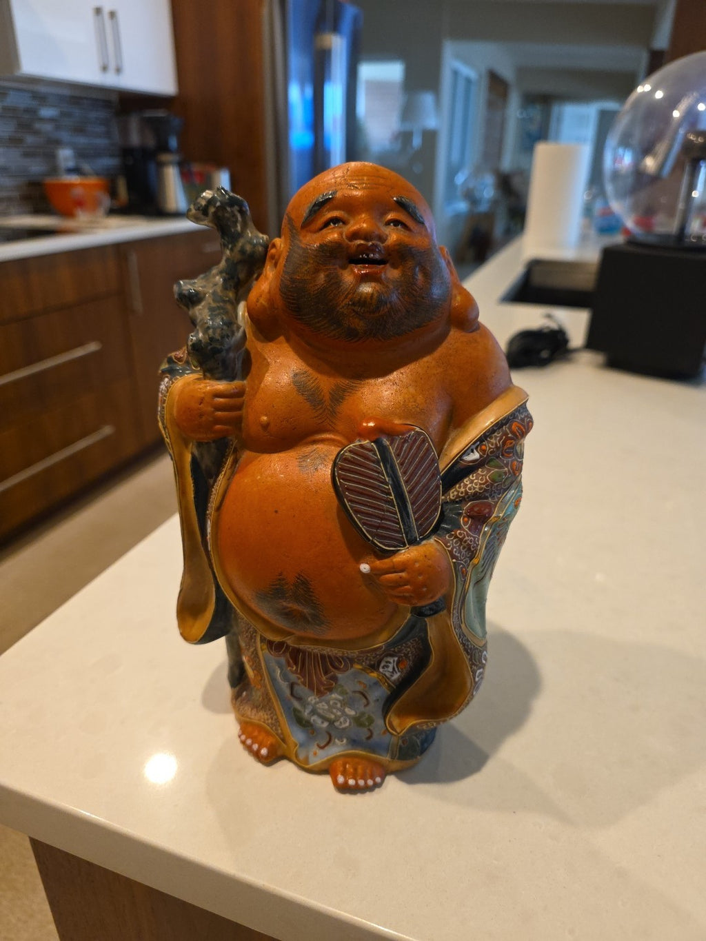 Vintage Japanese Kutani Moriage Hotei Statue Budda