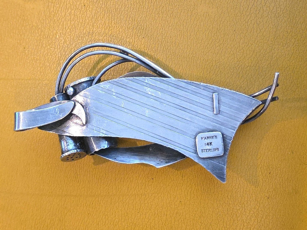 Patricia Karnes Sterling Silver Vintage Brutalist Pendant 4 1/4 in