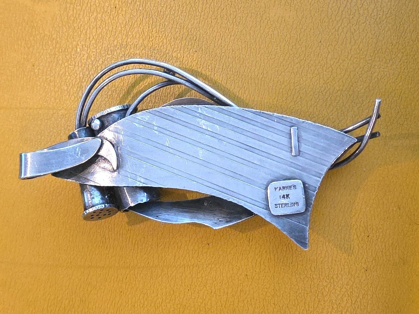 Patricia Karnes Sterling Silver Vintage Brutalist Pendant 4 1/4 in