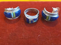 NAVAJO FRANCISCO  Inlay Earrings And Ring Sterling Silver Opal Lapis SZ.6.5