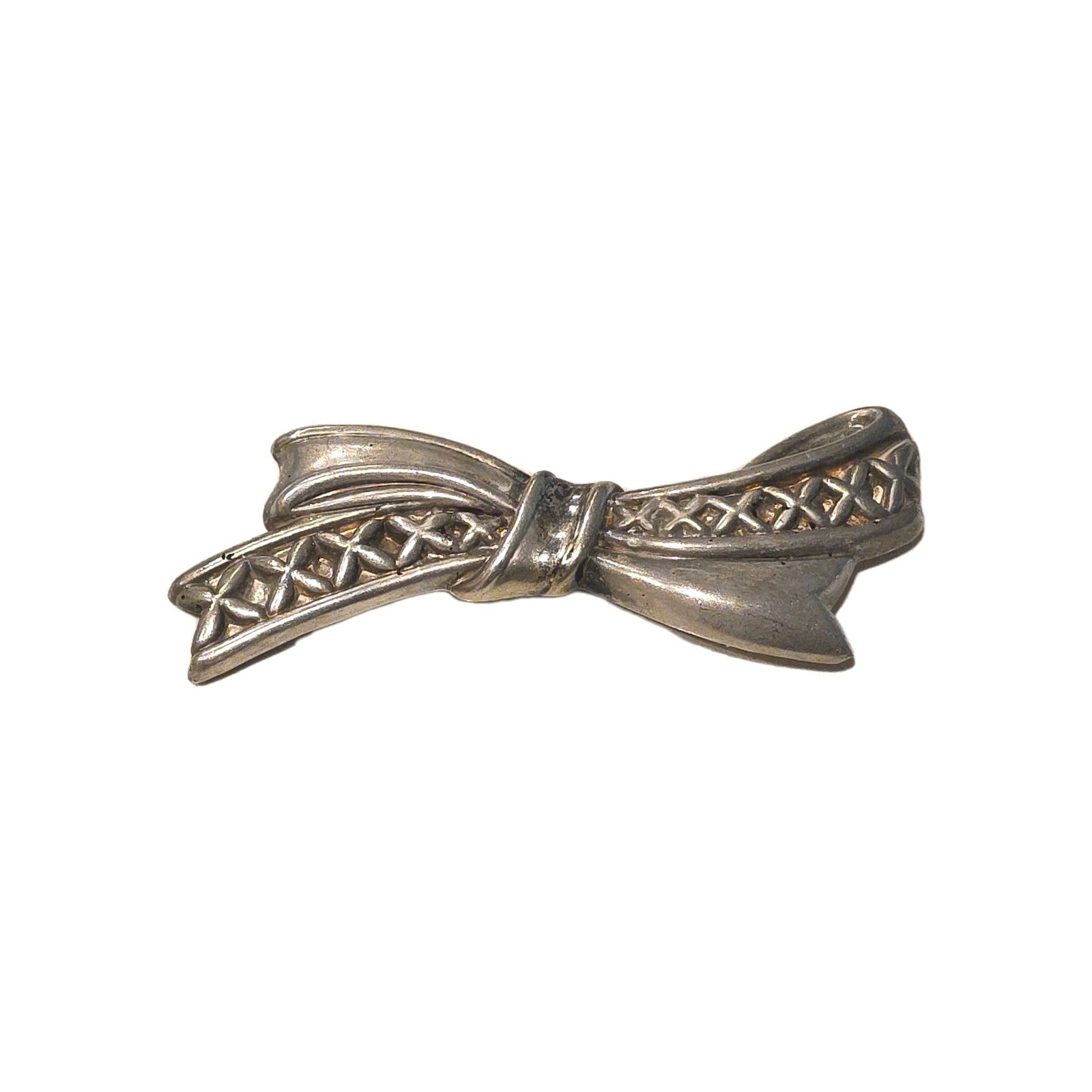 SHEFI ISRAEL 925 Silver  Vintage Shiny Sculpted Bow Brooch Pin