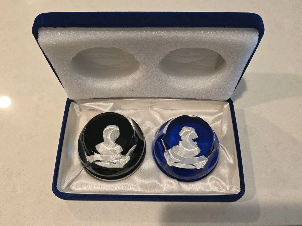 FRANKLIN MINT / BACCARAT "ROUSSEAU & THOS. JEFFERSON " SULPHIDE PAPERWEIGHTS