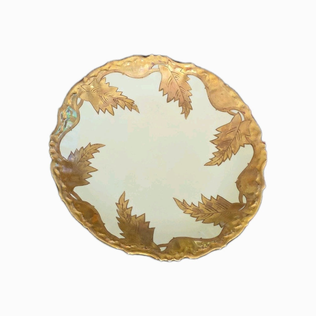 19th Century Elite Works Limoges France 12" Hand Decorated Platter w/ Heavy Gold