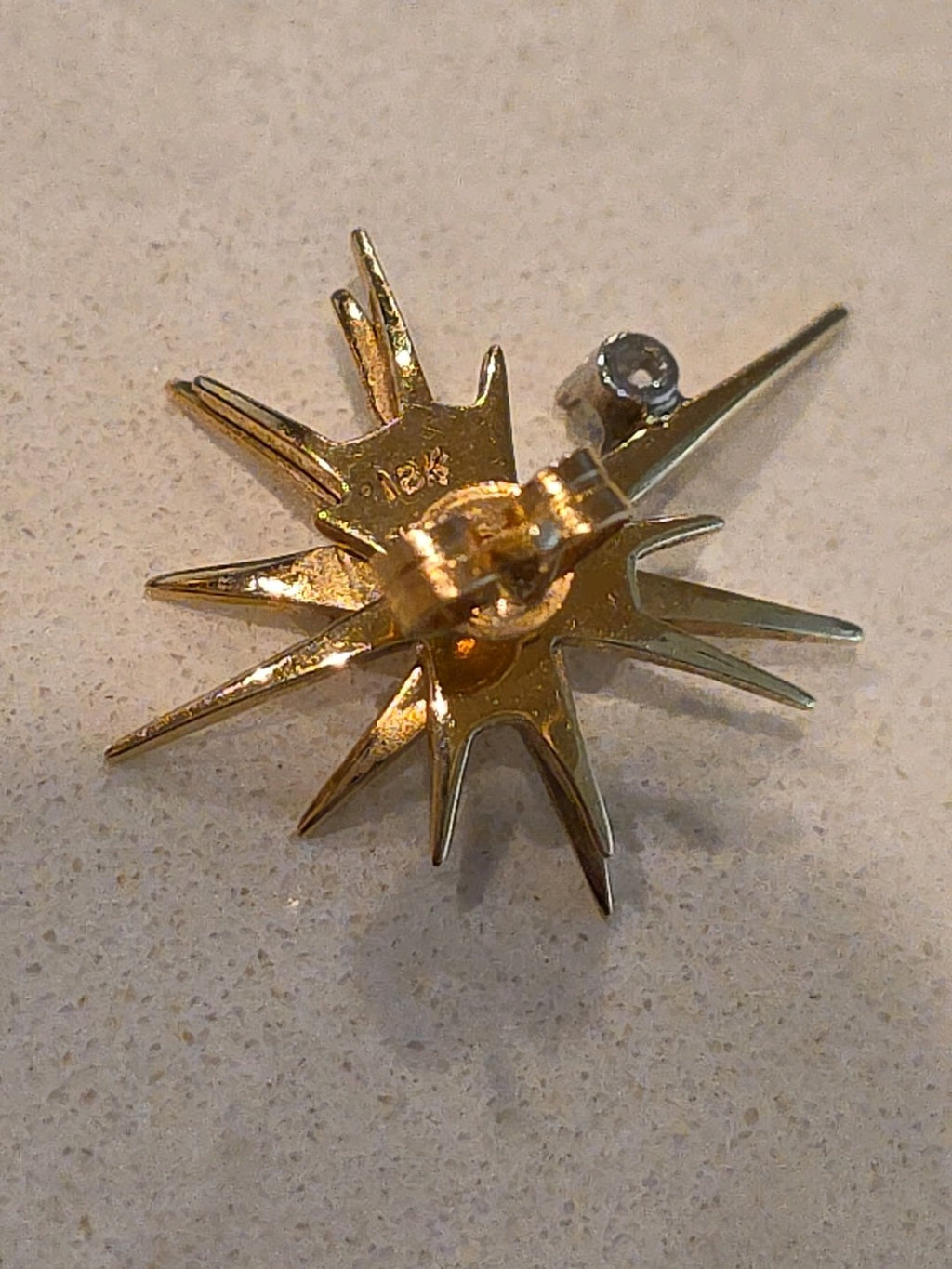 Midcentury 18k Yellow Gold Diamond Supernova Starburst Diamond Earrings