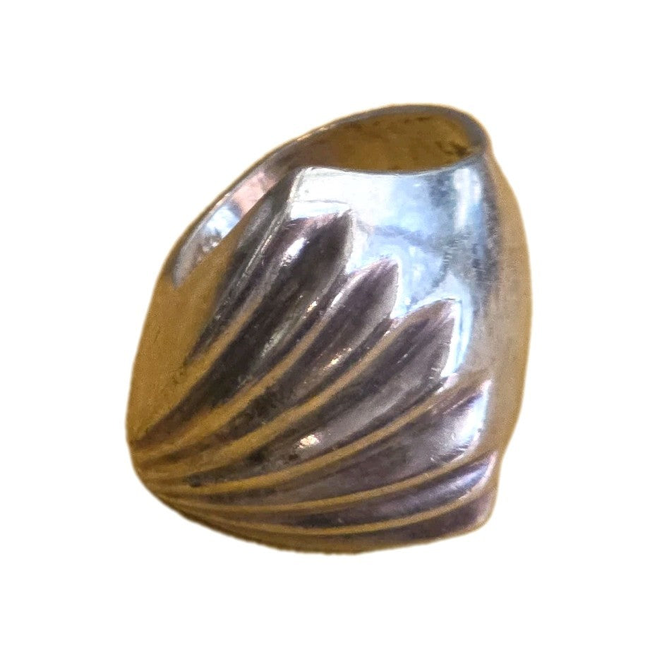Mexico Sterling Silver Wavy Grooved Ring Size 9