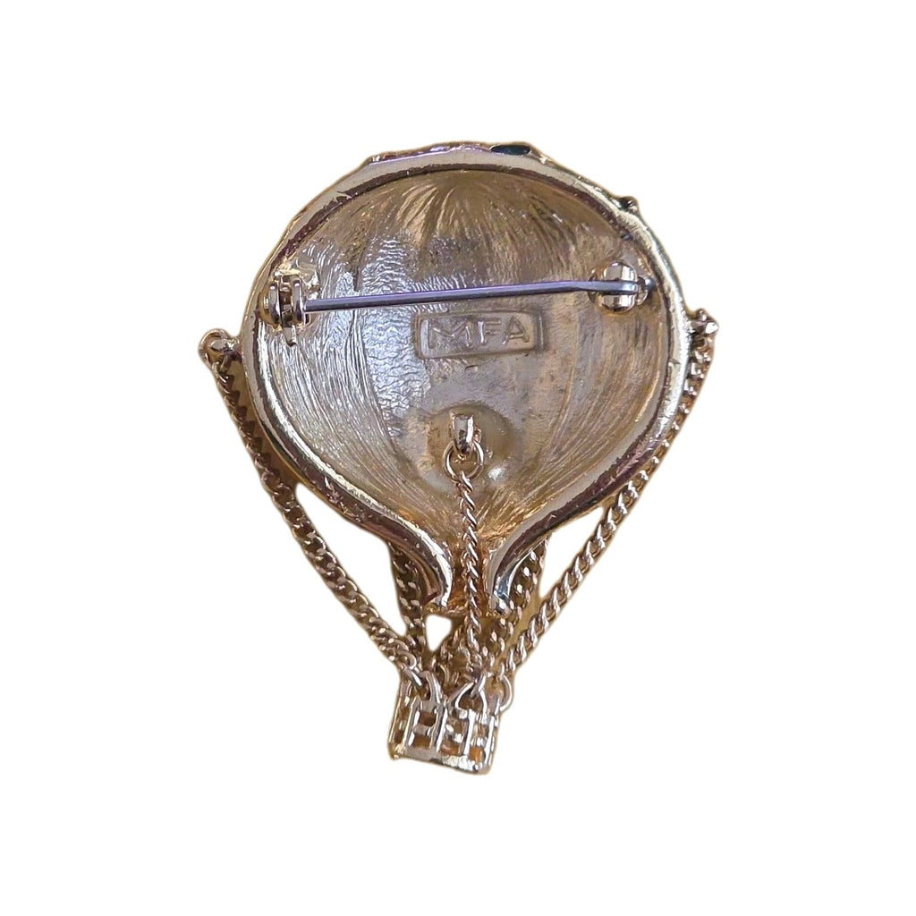 Vintage MFA Museum of Fine Arts Enamel Hot Air Balloon Dangle Basket Brooch/Pin