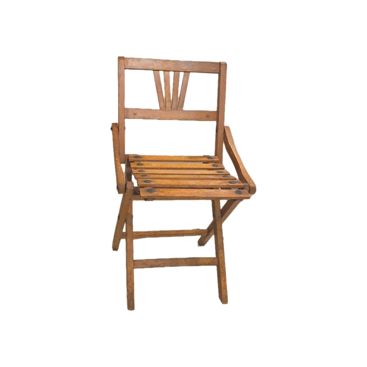 VINTAGE SLOTTED WOODEN CHILD Or DOLL FOLDING CHAIR  22”Tx13”W