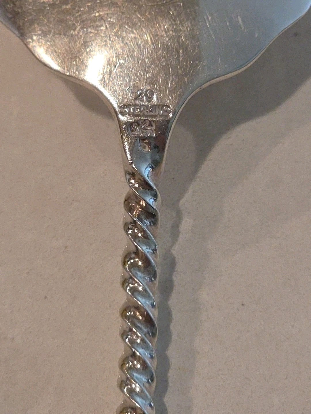 Square Twist #5 Whiting Sterling Silver Serving Sardine Fork Bright-Cut 8 1/2"