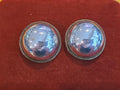 Huge 1 1/2 "  Vintage Round Taxco Sterling Silver Brass Trim Clip On Earrings