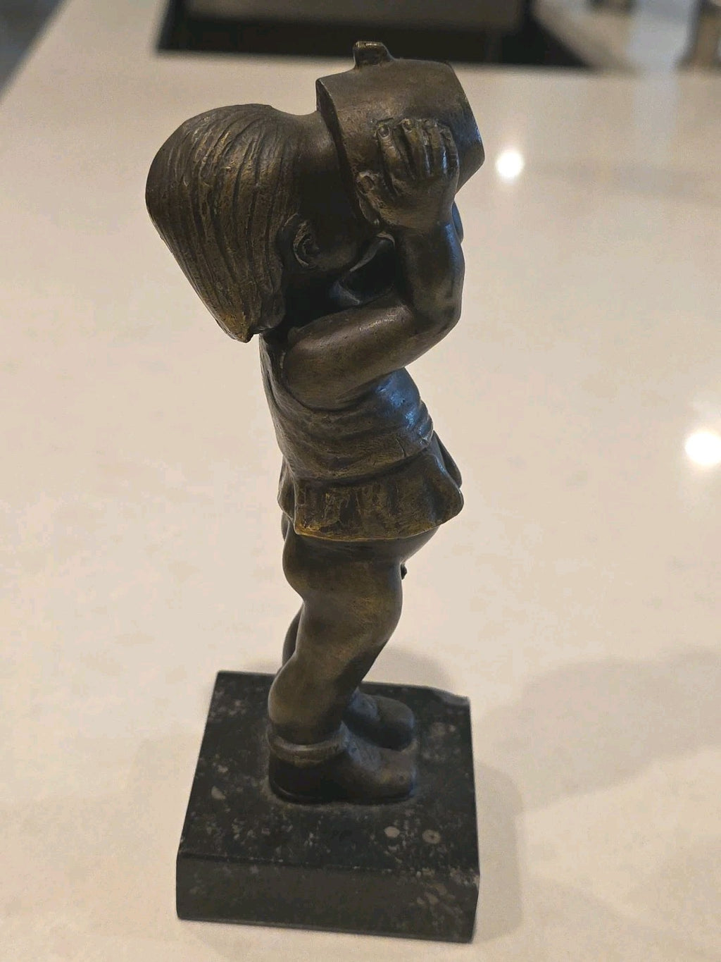 BRONZE BOY DRINKING MILK SCULPTURE BY ARINELLI STATUE GREAT GIFT HOME DECOR