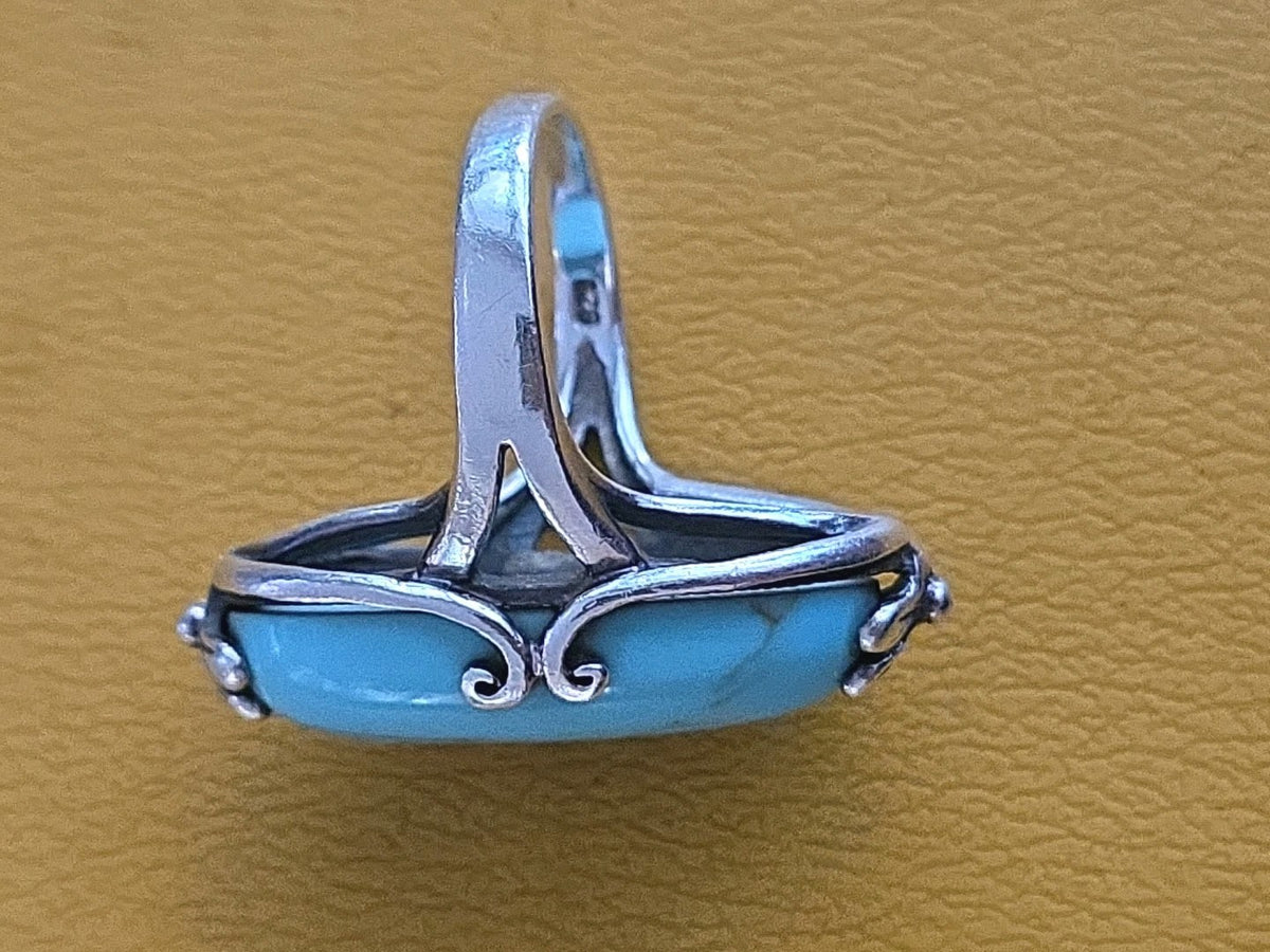 Vintage Sterling Silver Turquoise Ring Size 9