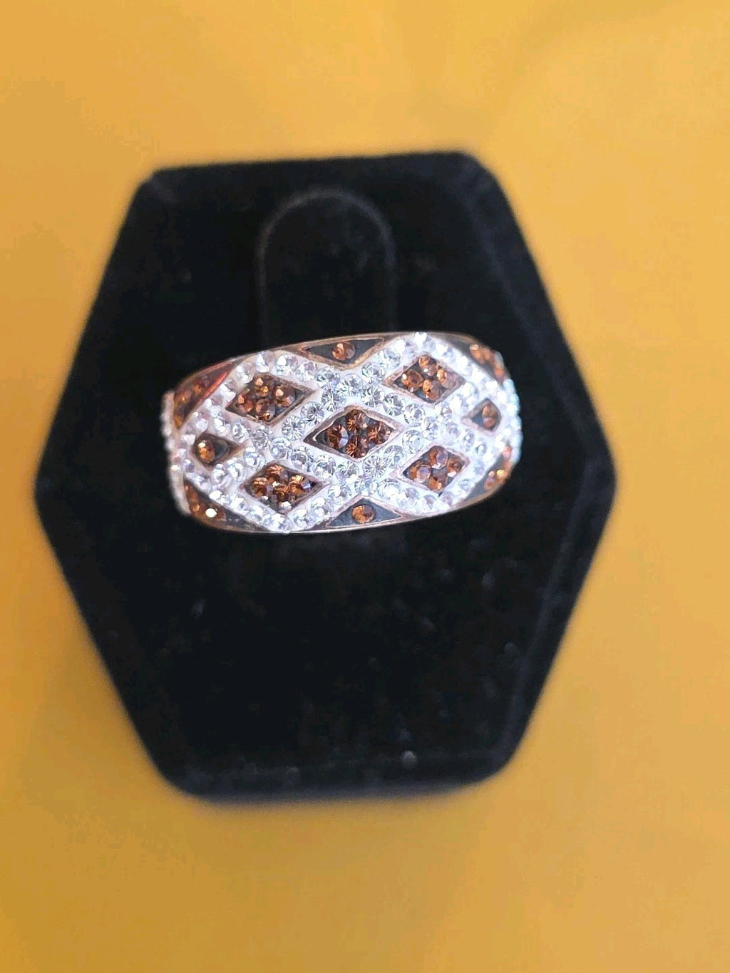 Sparkly Signed S925 Sterling Silver Citrine Ring Sz 7