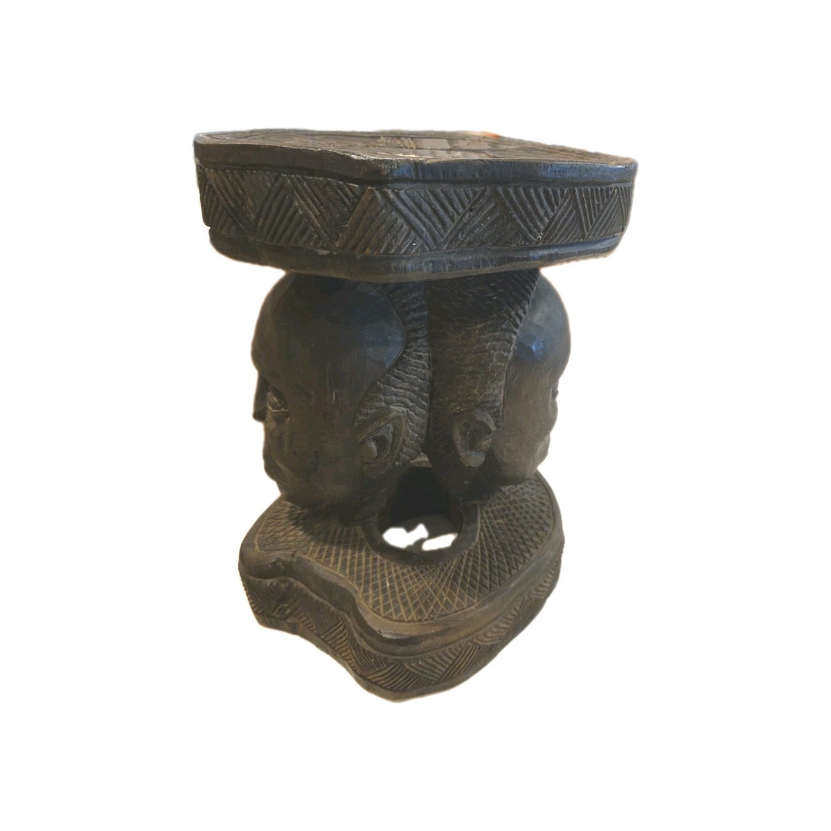 Antique Wood Carved Tree Congo Chief's Stool