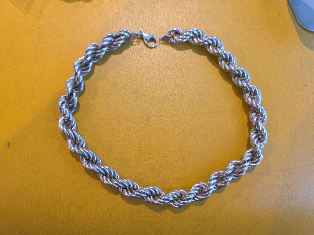 925 Italy Sterling Silver Vintage  Double Twisted Rope Chain Necklace 16 1/2"