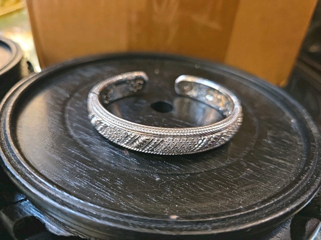 Judith Ripka Sterling Silver Pave CZ Cuff Bracelet