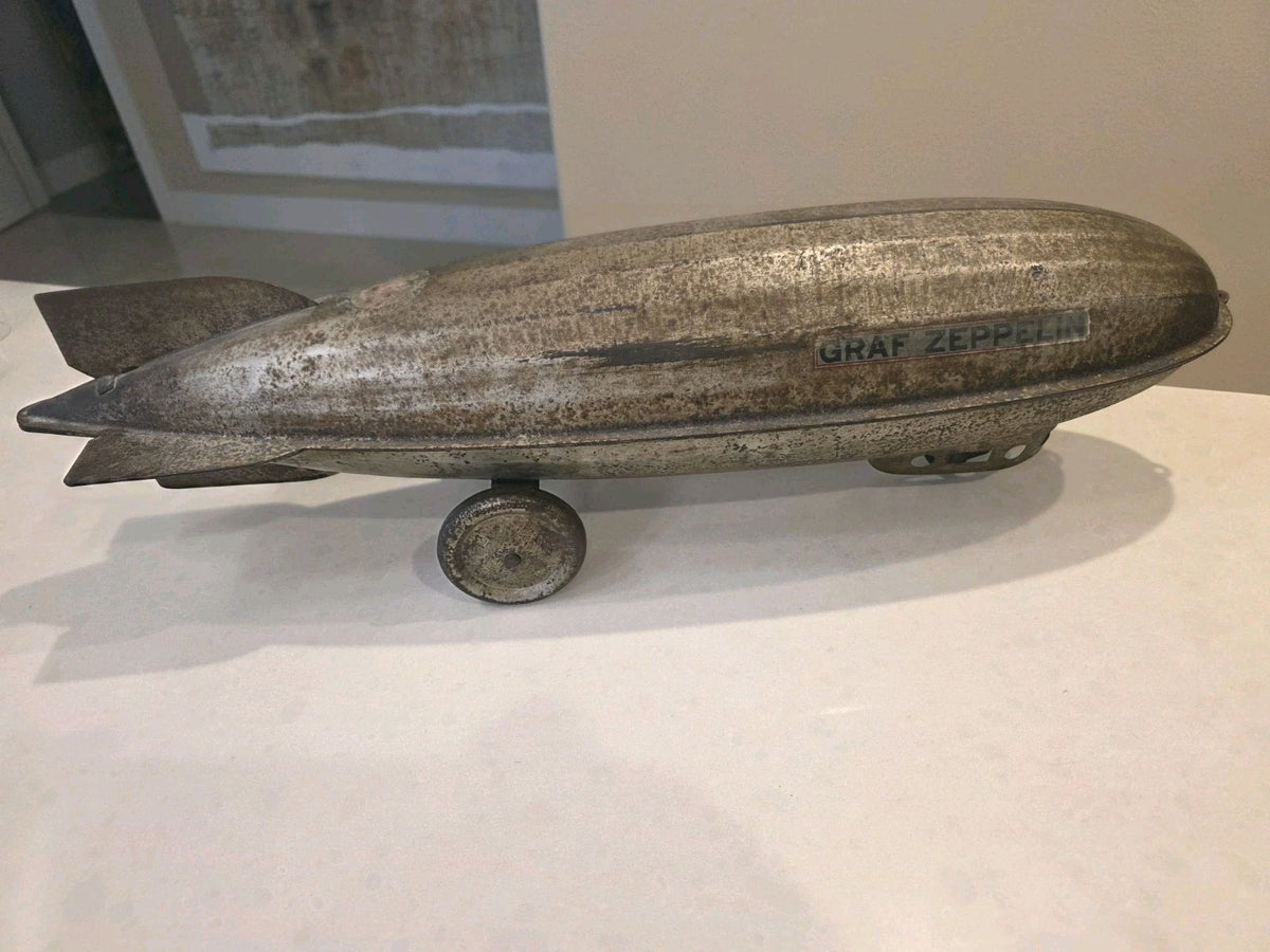 RARE 1930 Steelcraft  Graf Zeppelin Blimp Airship Pressed Steel Pull Toy