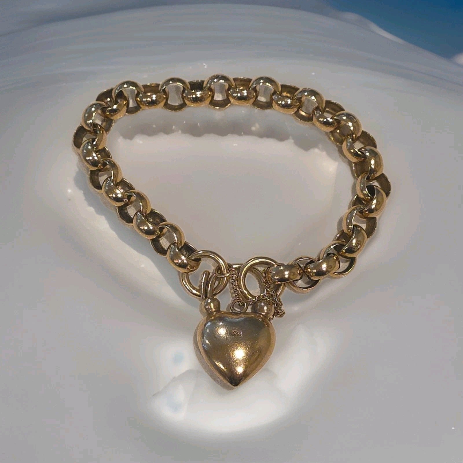 Vintage Victorian Era Rose Gold Heart Chunky Bracelet 9ct