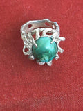 .925 Sterling Silver Chrysocolla Brutalist Statement Ring Size 6