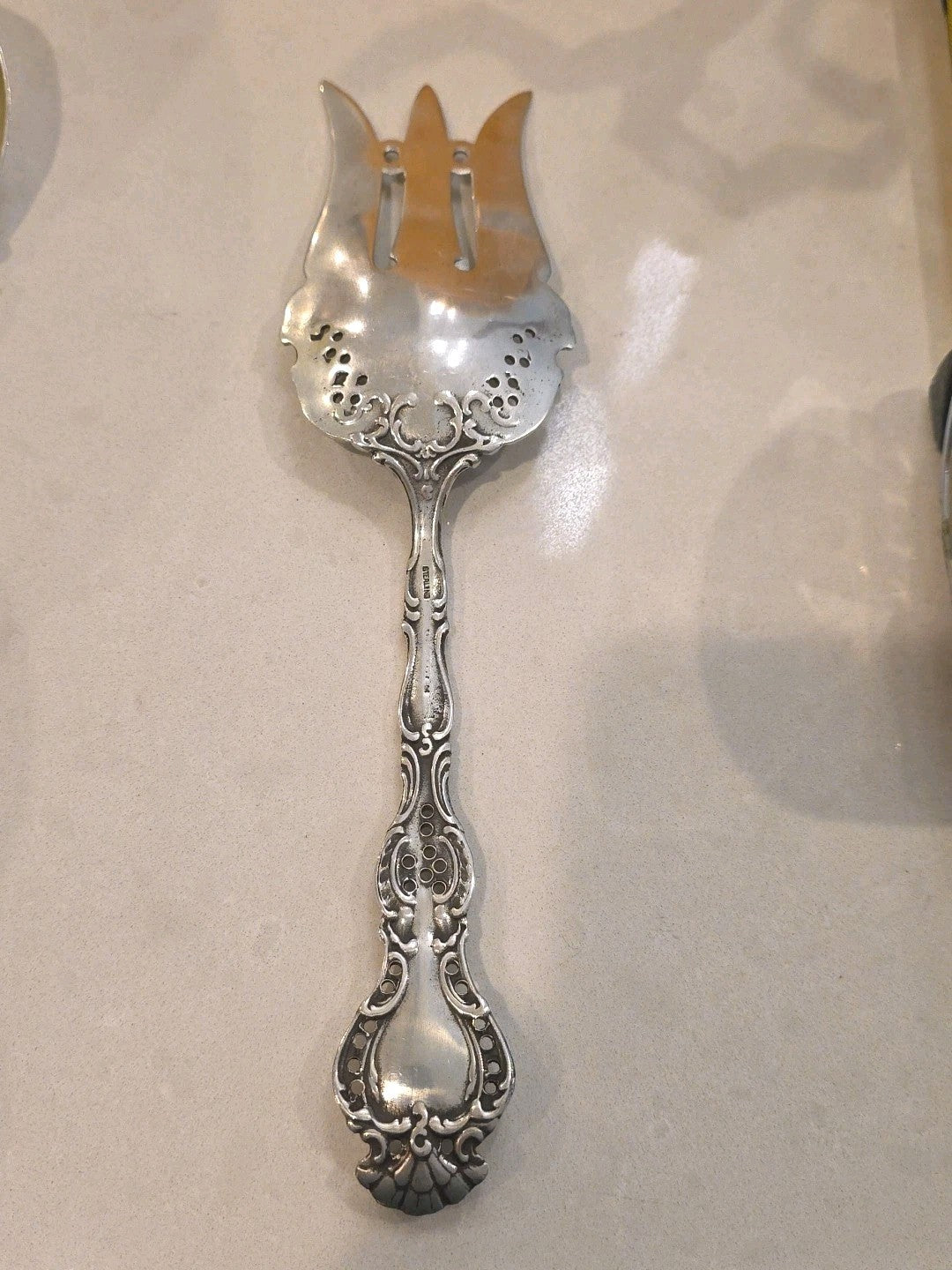 Regent by Durgin Sterling Silver Salad Serving Fork Pierced 9 1/2"
