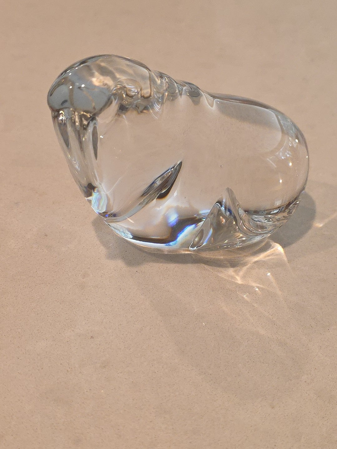 Vintage Signed Dansk Full Lead Crystal Walrus Paperweight Sculpture