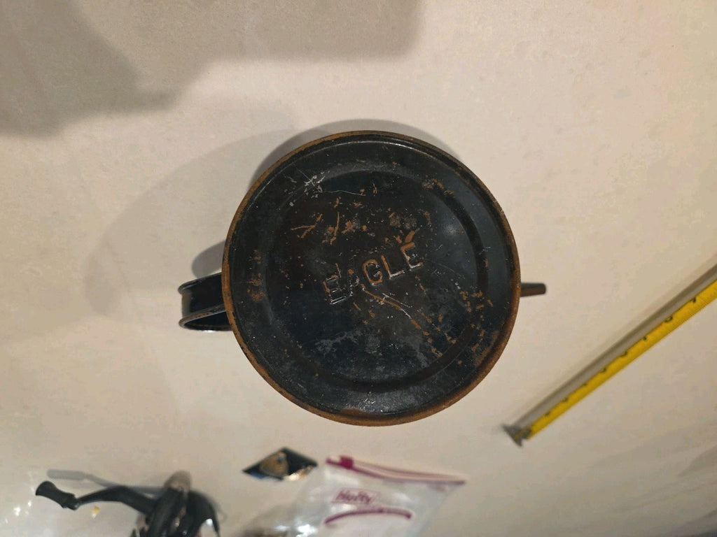 Vintage Railroad Eagle Oil Can With Lid