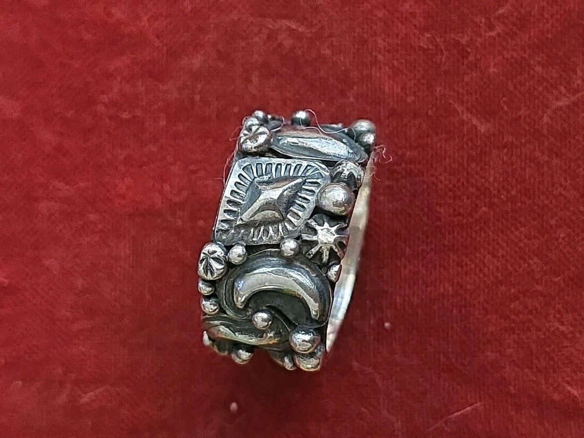 BRUTALIST Sterling Silver Ring Signed BB KAI  Size 7.5