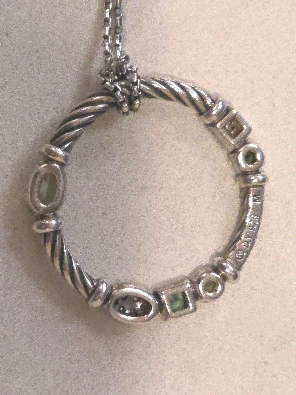 David Yurman Sterling Silver Diamond, Blue Topaz, Peridot Confetti Necklace 20"