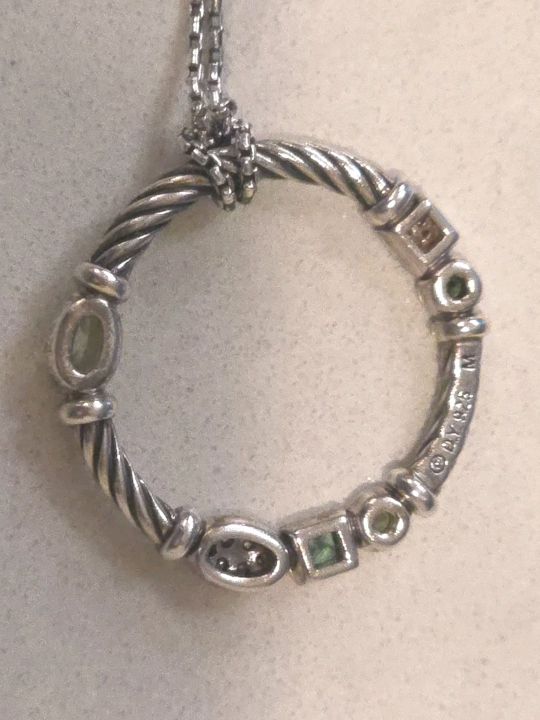 David Yurman Sterling Silver Diamond, Blue Topaz, Peridot Confetti Necklace 20"