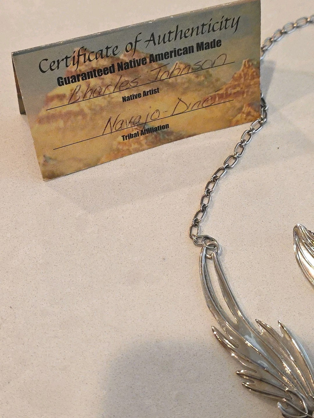 Charles Johnson Native American Turquois Sterling Phoenix Necklace & Earring Set