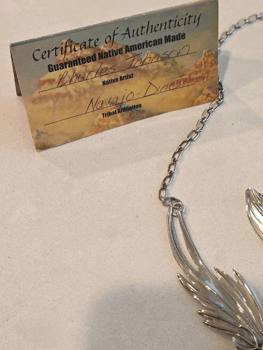 Charles Johnson Native American Turquois Sterling Phoenix Necklace & Earring Set