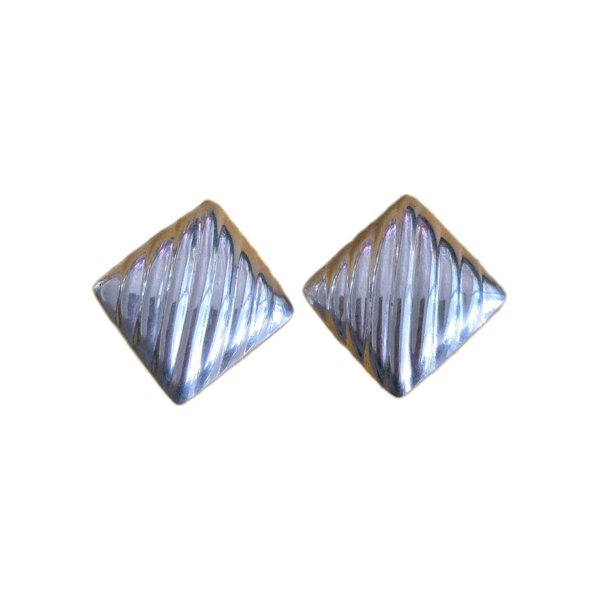 Vintage Taxco Square Sterling Silver Clip On Earrings