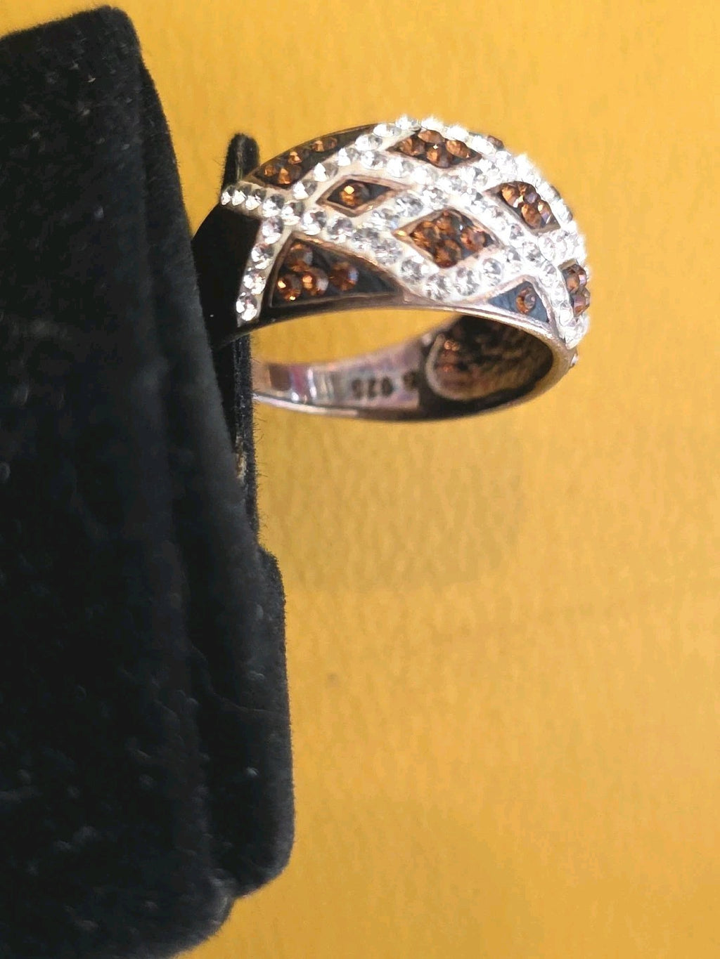 Sparkly Signed S925 Sterling Silver Citrine Ring Sz 7