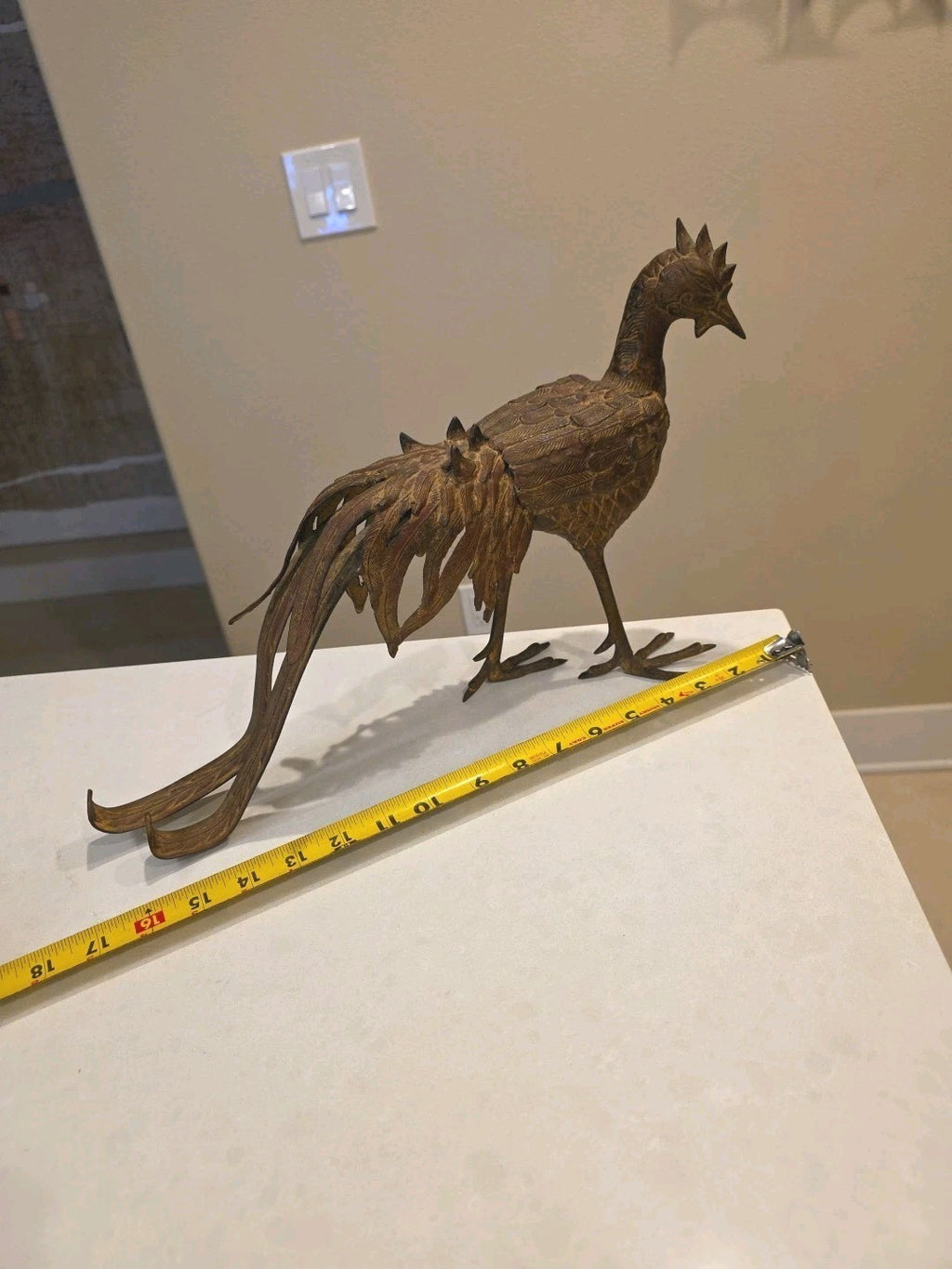 Vintage 17" x 11"  Chinese Solid Bronze Rooster