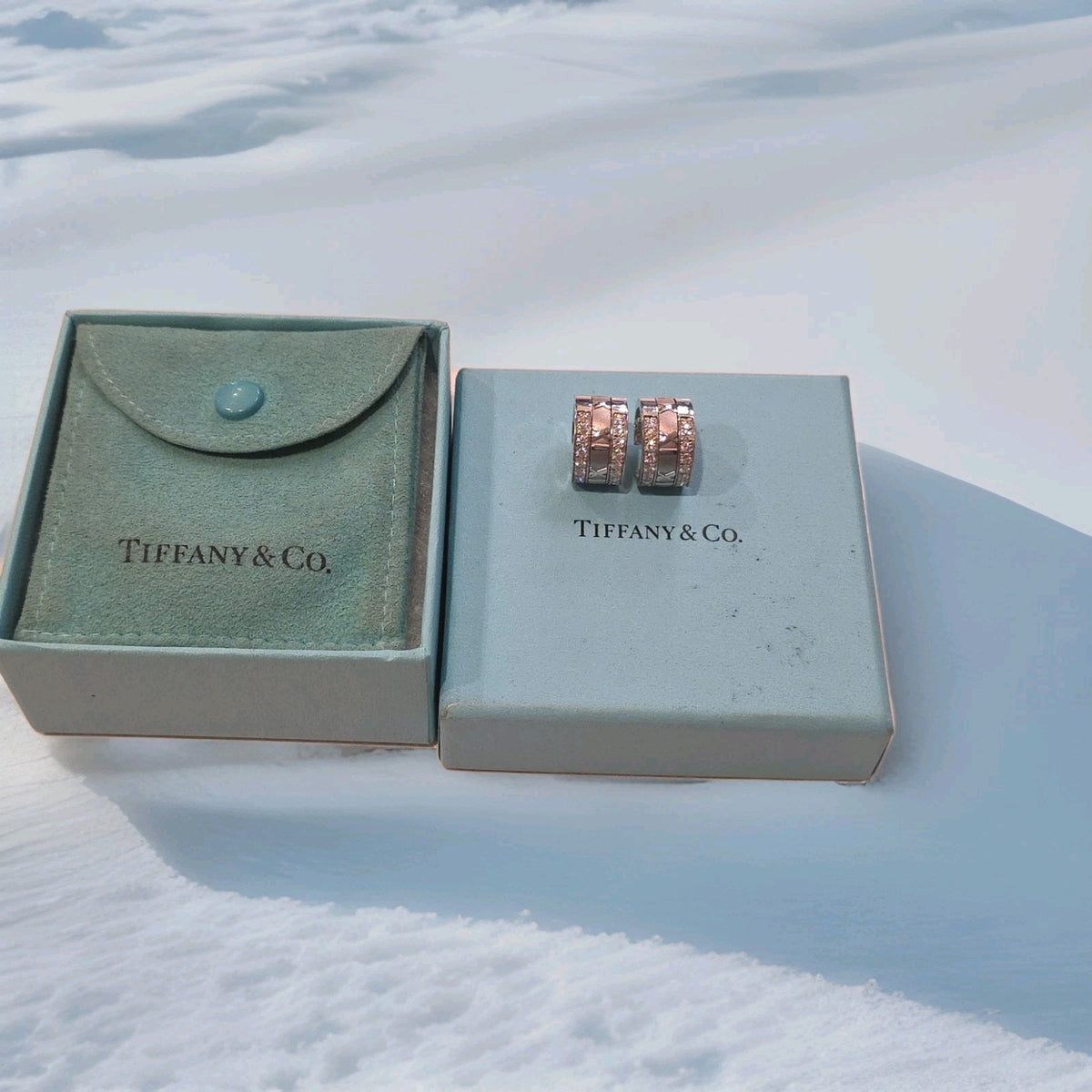 TIFFANY & Co. Atlas 18K White Gold Diamond Hoop Earrings
