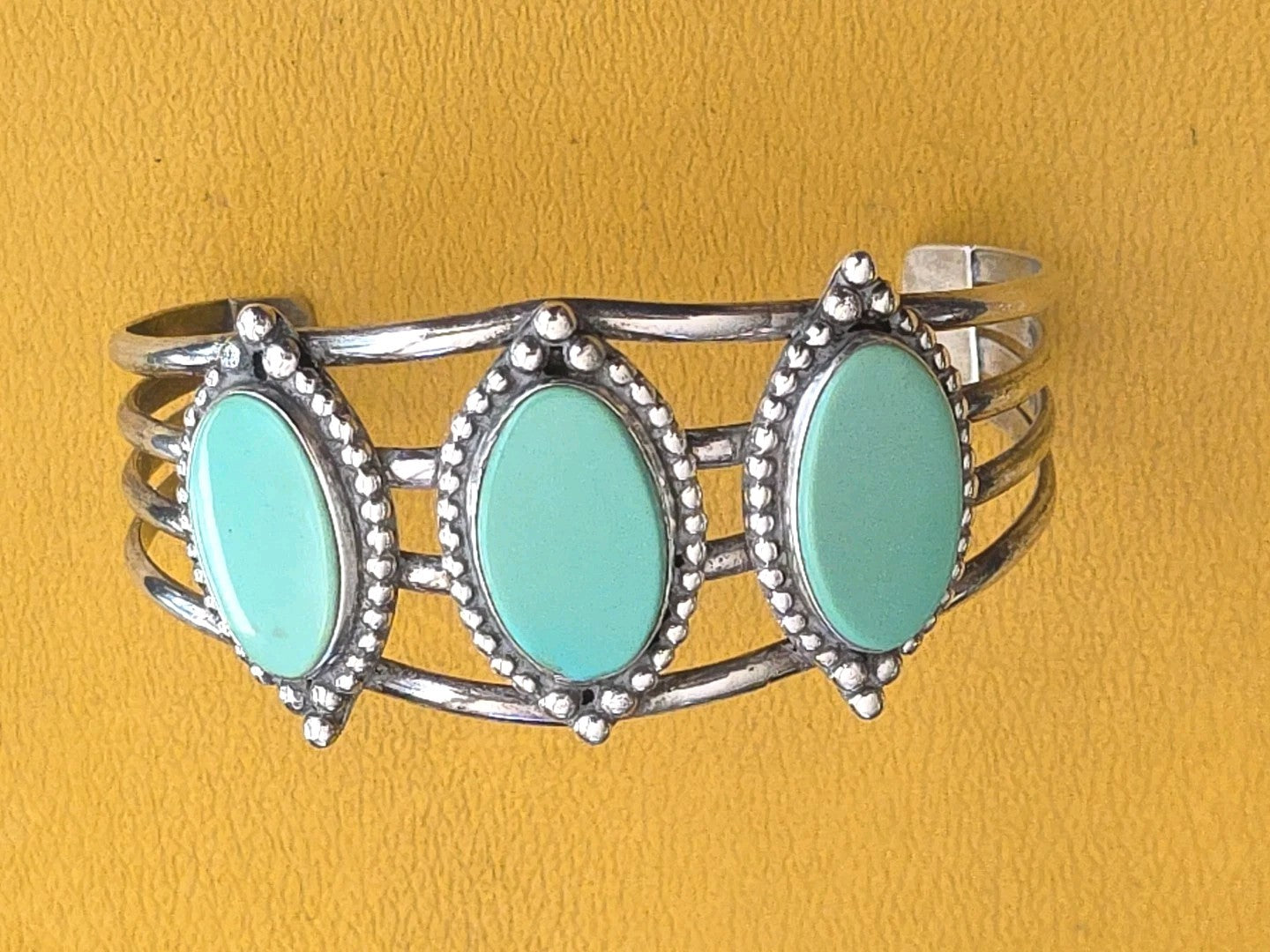 Vintage Early TRADING POST Silver Sleeping Beauty TURQUOISE Cuff Bracelets