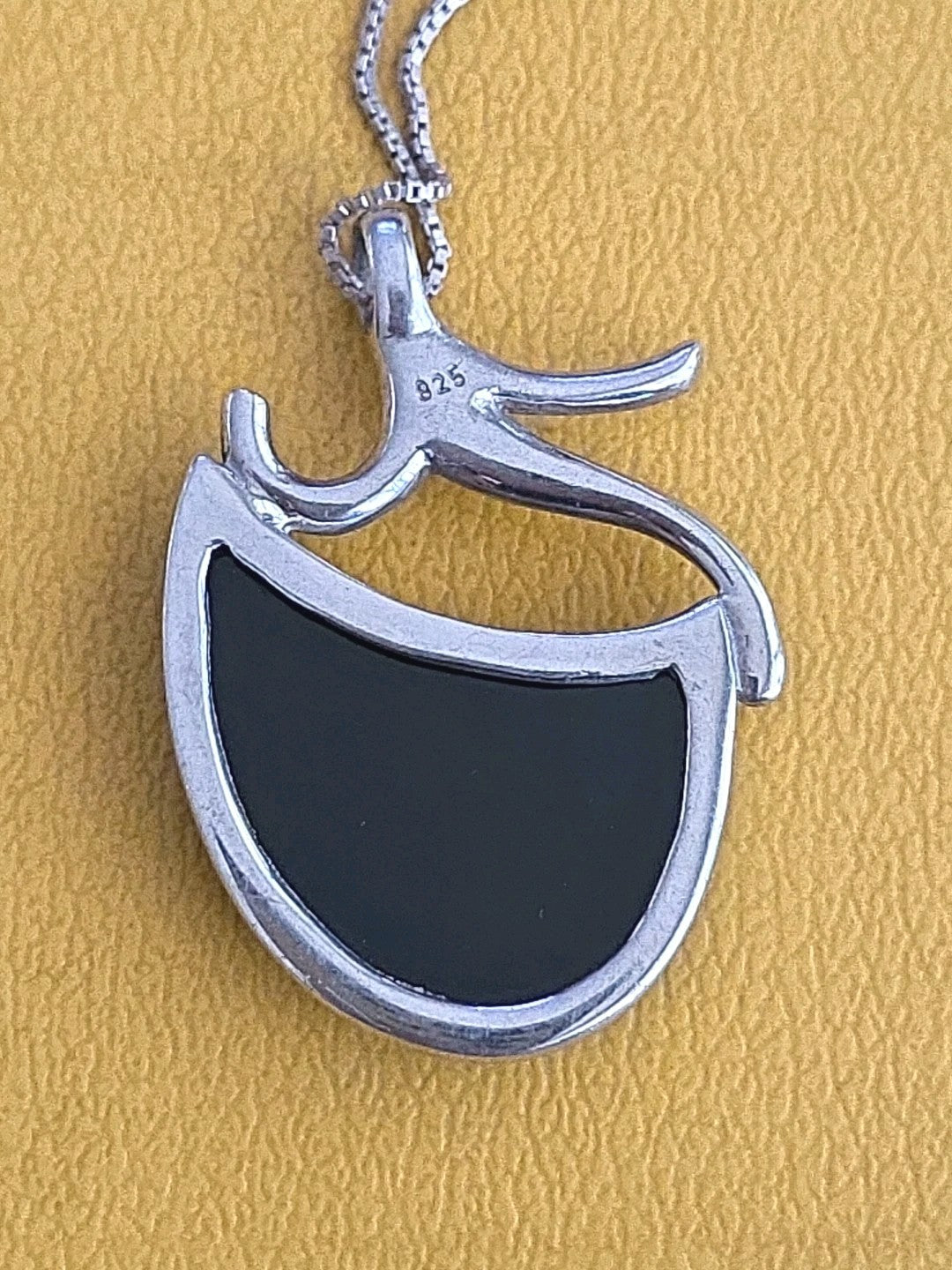 Mid-Century Modern Sterling  Necklace with Onyx