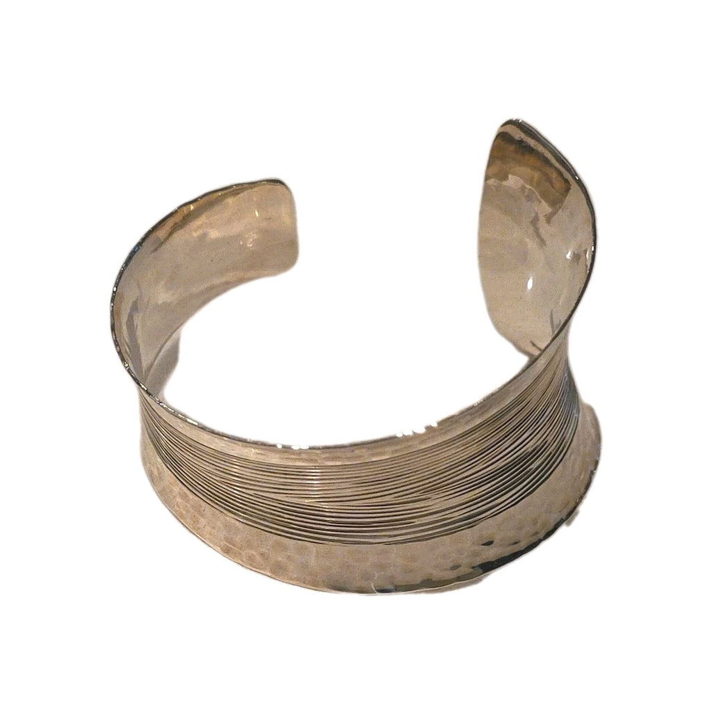DDD Dominique Dinouart Mexico Modernist Hammered Design Threaded Cuff Bracelet