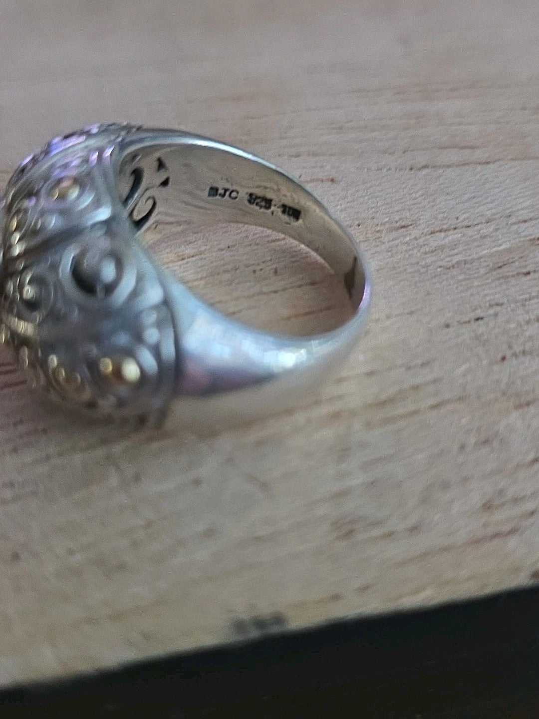 *Samuel B Behnam BJC Sterling 925 Silver 18k GOLD Blue Stone Ring Size 7