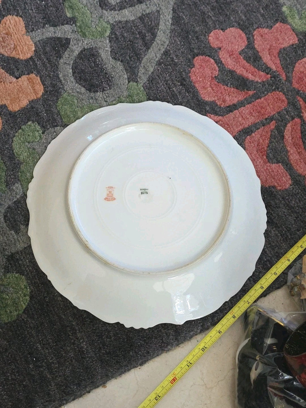 19th Century Elite Works Limoges France 12" Hand Decorated Platter w/ Heavy Gold