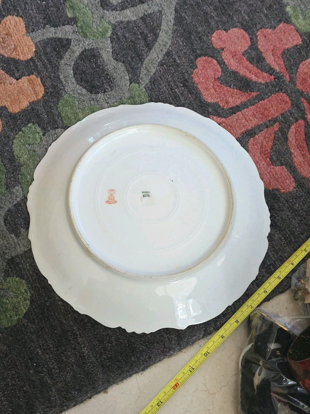 19th Century Elite Works Limoges France 12" Hand Decorated Platter w/ Heavy Gold