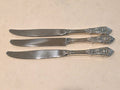 3 Wallace Sterling Silver Rose Point 9" Dinner Knives No Mono