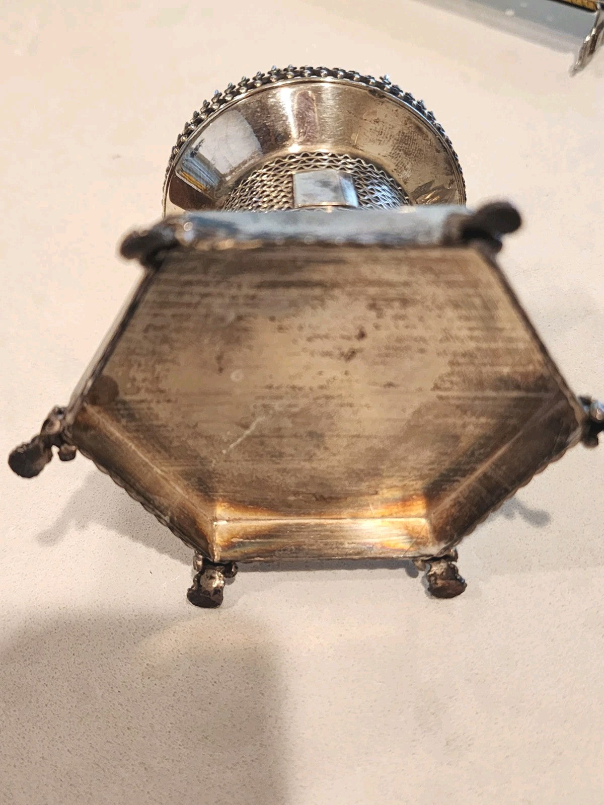 Vintage Antique Judaica Sterling Silver Spinning Blades Windmill Tower Figurine