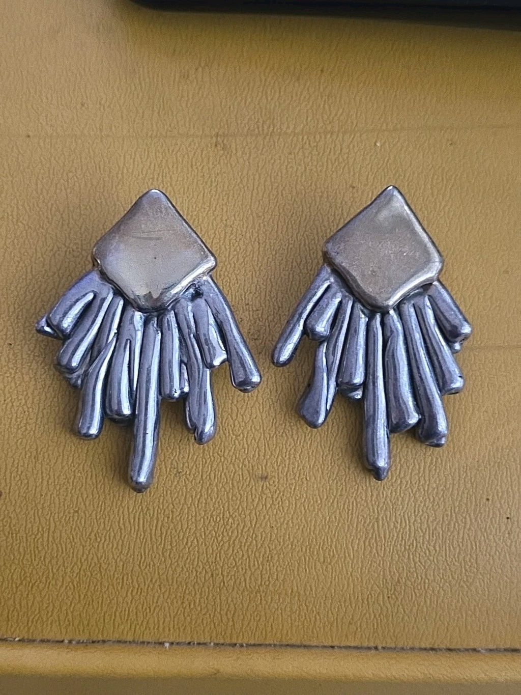 Rare Modernist/ Brutalist David Arsano-Sterling Silver Earrings Set