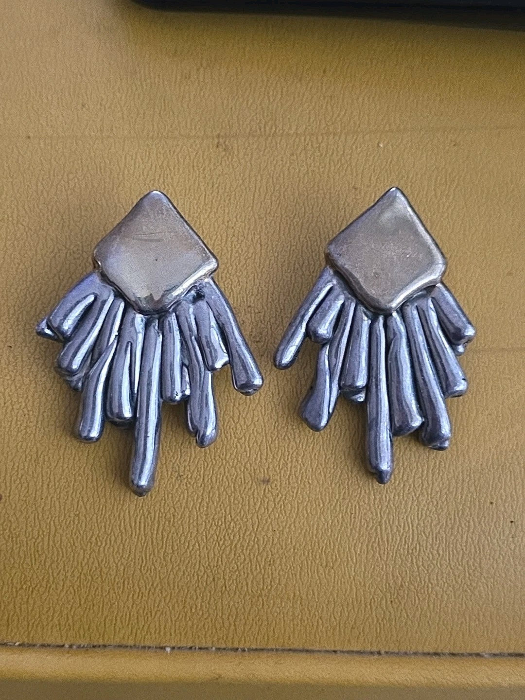 Rare Modernist/ Brutalist David Arsano-Sterling Silver Earrings Set