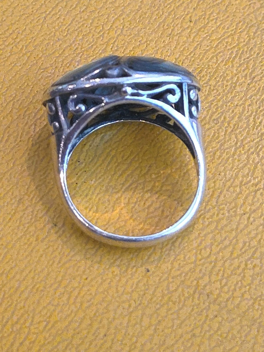 Beautiful Sterling Silver Abalone Oval Ring Size 8