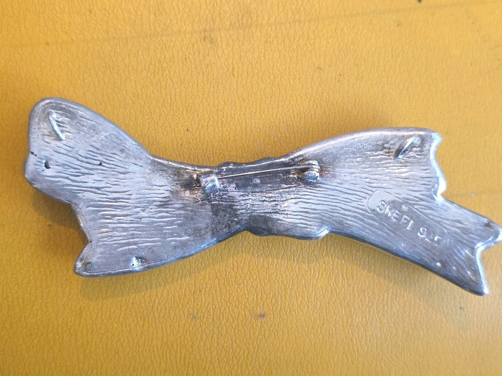 SHEFI ISRAEL 925 Silver  Vintage Sculpted Large Bow Brooch Pin